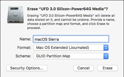 configure hard drive for mac os sierra